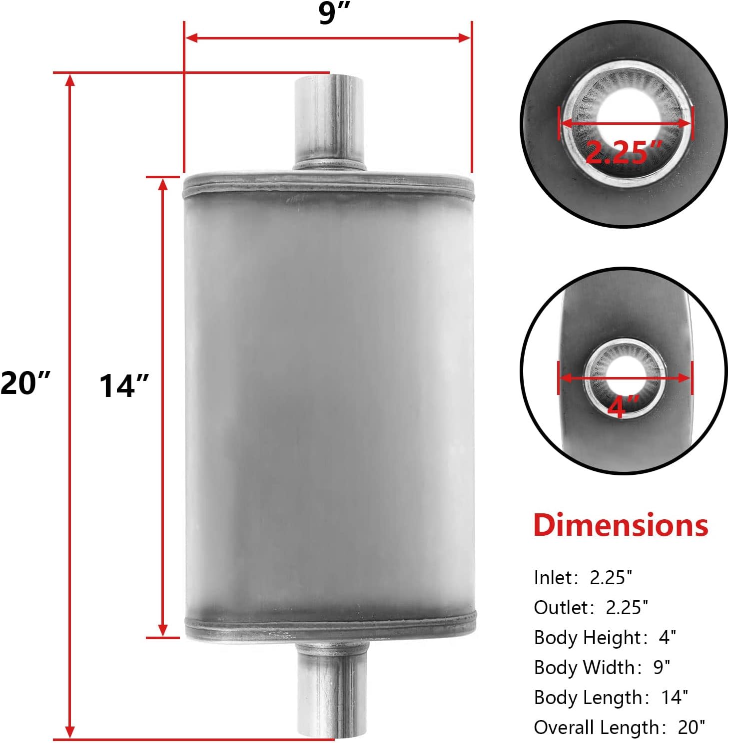 3 inch Universal Exhaust Muffler,Straight-Through Performance Muffler 3 ...